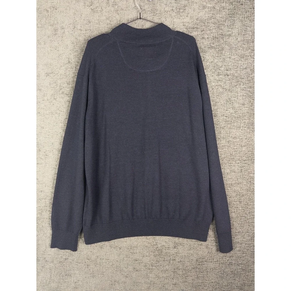 Orvis Pullover Sweater Mens XL Navy Knit‎ 100% Merino Wool Q Zip Casual